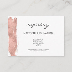Moderne Rose Gold Brushstroke Wedding Card Begleitkarte