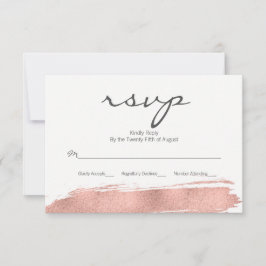 Moderne Rose Gold Brushstroke Wedding RSVP Card