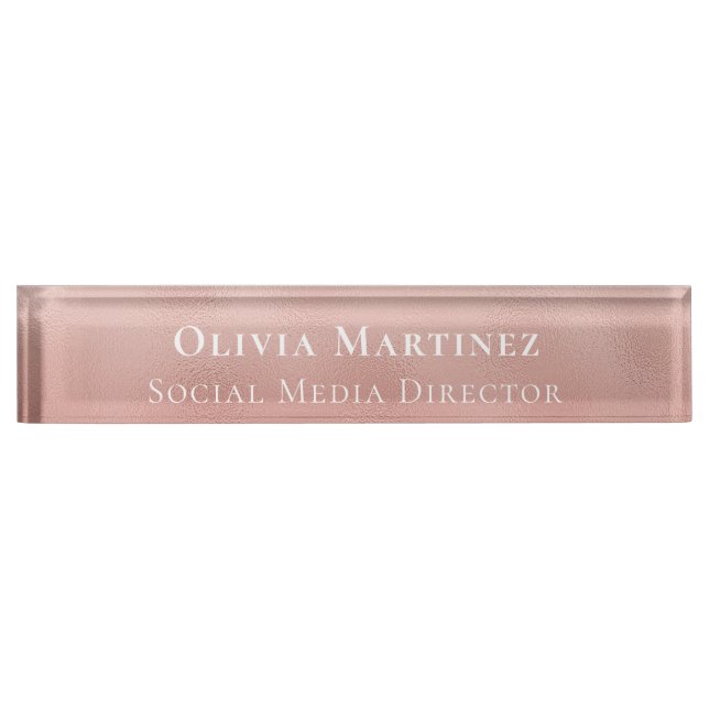 Moderne Rose Gold Business Beruflich Monogram Namensplakette (Vorderseite)