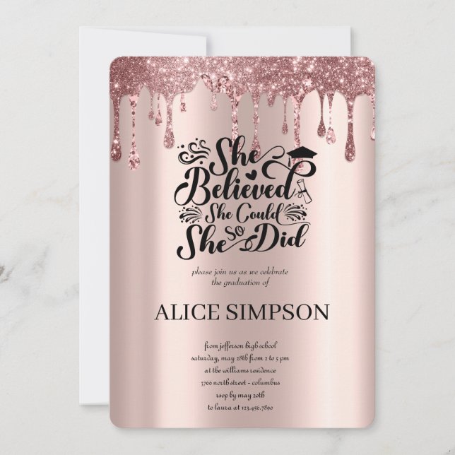 Moderne Rose Gold Chic Minimalistisches Foto Absch Einladung (Vorderseite)