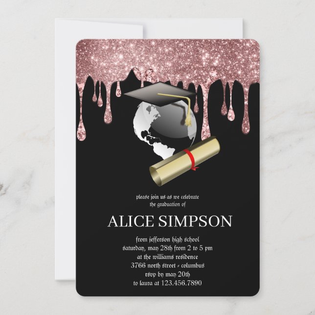 Moderne Rose Gold Chic Minimalistisches Foto Absch Einladung (Vorderseite)
