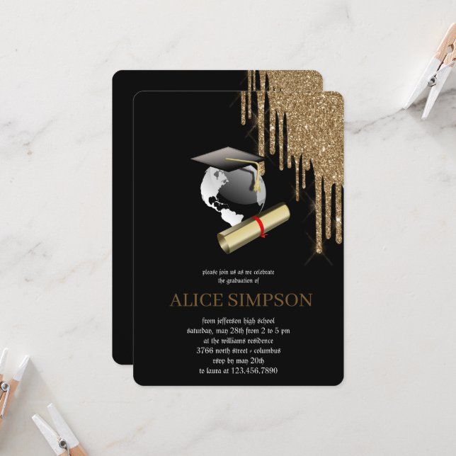 Moderne Rose Gold Chic Minimalistisches Foto Absch Einladung (Vorderseite/Rückseite Beispiel)