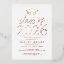 Moderne Rose Gold Class 2025 Graduation Party