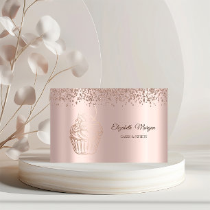 Moderne Rose Gold Cupcake, Süßigkeiten, Bäckerei Visitenkarte