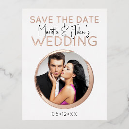 Moderne Rose Gold Custom Foto Hochzeit Einladung