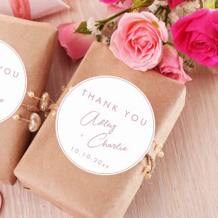 Moderne Rose Gold Dankeschön-Hochzeitsgeschenk-Anh Runder Aufkleber
