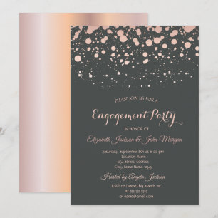 Moderne Rose Gold Dots Verlobung Einladung