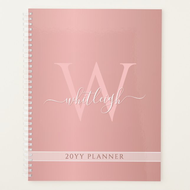 Moderne Rose Gold Elegantes Glam Jedes Jahr Ernenn Planer (Vorderseite)