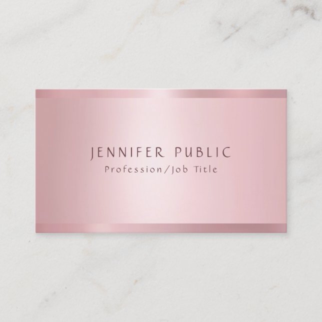 Moderne Rose Gold Elegantes Template Beruflich Visitenkarte (Vorderseite)