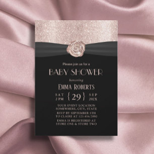 Moderne Rose Gold Floral Ribbon Luxury Baby Dusche Einladung