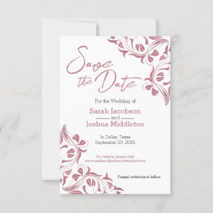 Moderne Rose Gold Floral Save the Date