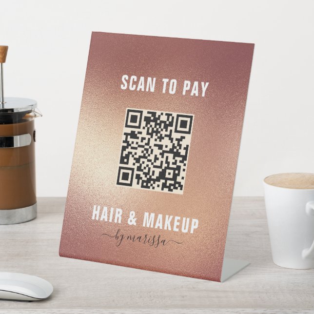 Moderne Rose Gold Foil Hair & Makeup Scans zu beza Sockelschild (In SItu)