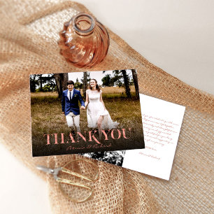 Moderne Rose Gold Foil Hochzeit Vielen Dank Foto Karte