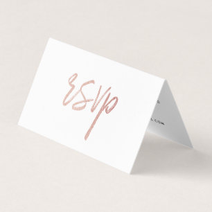 Moderne Rose Gold Foil Script mit Foto RSVP Card Visitenkarten