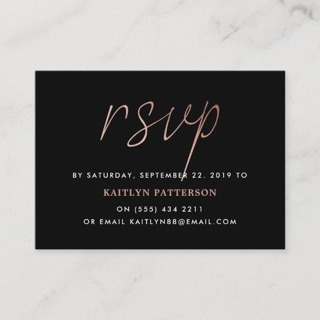 Moderne Rose Gold Foil Script UAWG Begleitkarte (Vorderseite)