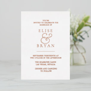 Moderne Rose Gold Foil White & Blush Hochzeit Folieneinladung