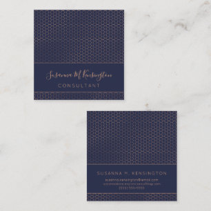 Moderne Rose Gold Folie Navy Blau Geometrische Ges Quadratische Visitenkarte