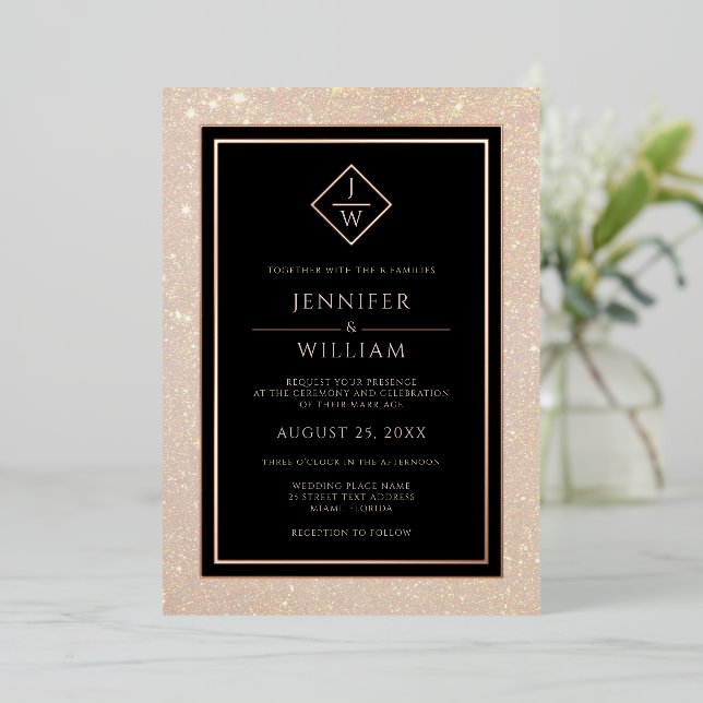 Moderne Rose Gold Formal Classic Elegante Folieneinladung (Stehend vorne)