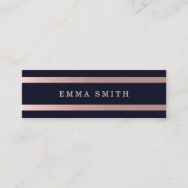 Moderne Rose Gold gestreifter Chic Mini Visitenkarte