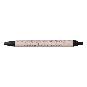 Moderne Rose Gold Glitzer Blush Ober Make-up Name Kugelschreiber