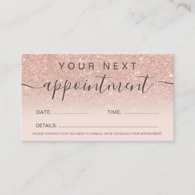 Moderne Rose Gold Glitzer Blüte ombre beruflich Terminkarte (Vorderseite)