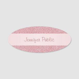 Moderne Rose Gold Glitzer Elegante Handschrift Namensschild
