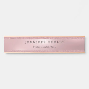 Moderne Rose Gold Glitzer Eleganter Glamour Vorlag Türschild