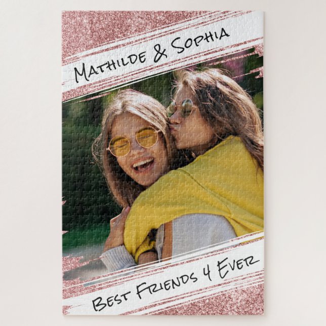 Moderne Rose Gold Glitzer & Foto BBF Bester Freund (Vertikal)
