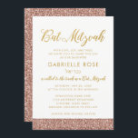 Moderne Rose Gold Glitzer & Gold Bat Mitzvah A7 Einladung<br><div class="desc">Moderne und trendige Rose Gold Glitzer und Imitate Goldfolie Bat Mitzvah Einladung mit Platz für einen hebräischen Namen. Die Kunstwerke bestehen aus flachen gedruckten Bildern, NICHT aus echten Glitzer- oder Goldfolien. Sehen Sie sich den Papiertraube Zazzle-Laden an, um die Büroausstattung und das Party zu koordinieren, um Ihr elegantes Bat Mitzvah-Thema...</div>