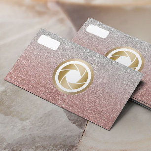 Moderne Rose Gold Glitzer Gold Camera Fotografie Visitenkarte
