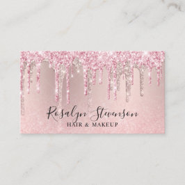Moderne Rose Gold Glitzer Haar & Make-up Visitenkarte