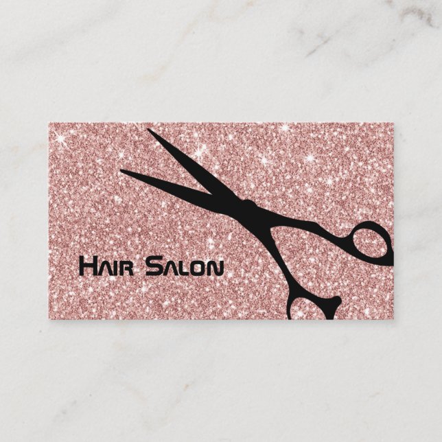 Moderne Rose Gold Glitzer Hair Treppe Visitenkarte (Vorderseite)