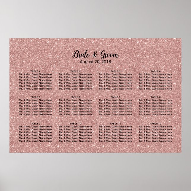 Moderne Rose Gold Glitzer Hochzeitskarte Poster (Vorne)