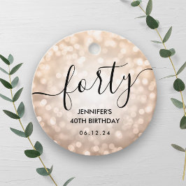 Moderne Rose Gold Glitzer Lights 40. Geburtstag Geschenkanhänger