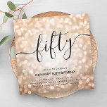 Moderne Rose Gold Glitzer Lights 50. Geburtstag Einladung<br><div class="desc">Elegante Glam Rose Gold Glitzer Lights 50. Geburtstag Script Einladung Vorlage mit funkelnden Lichtern und modernen Typografie-Skript.</div>