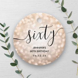 Moderne Rose Gold Glitzer Lights 60. Geburtstag Geschenkanhänger