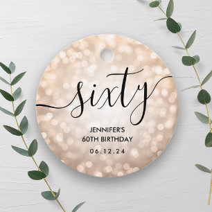 Moderne Rose Gold Glitzer Lights 60. Geburtstag Geschenkanhänger