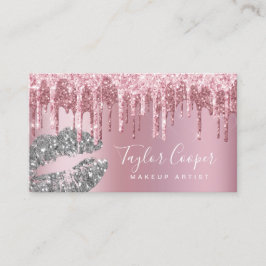 Moderne Rose Gold Glitzer Lips Makeup Künstler  Visitenkarte