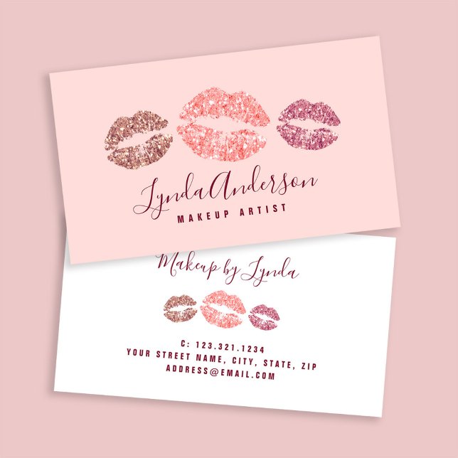 Moderne Rose Gold Glitzer Makeup artist business c Visitenkarte (Von Creator hochgeladen)