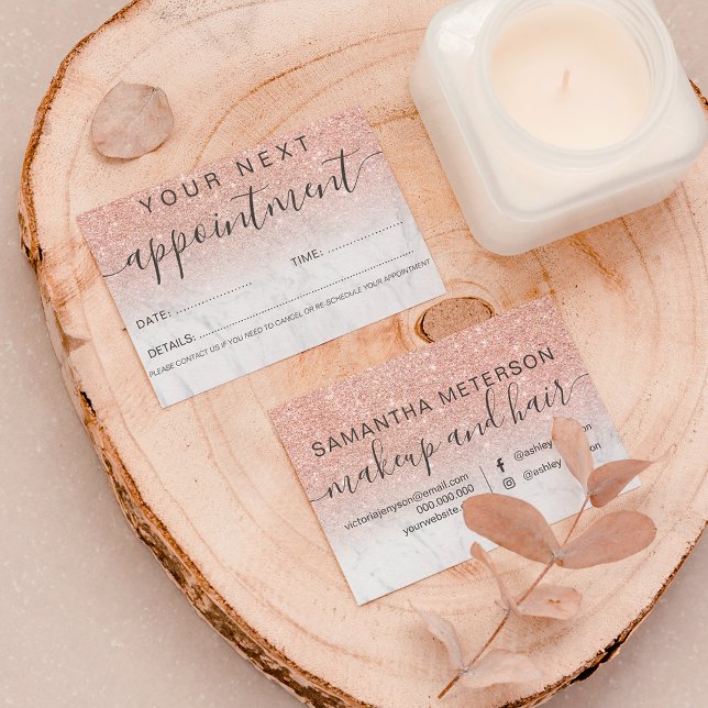 Moderne Rose Gold Glitzer Marmor ombre beruflich Terminkarte (Von Creator hochgeladen)