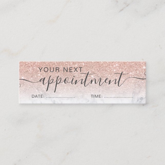 Moderne Rose Gold Glitzer Ober Blässe Verabredung Mini Visitenkarte (Vorderseite)