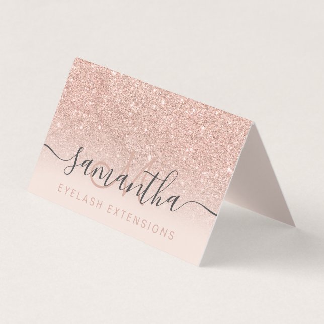 Moderne Rose Gold Glitzer ombre Erröten Nachsorge Visitenkarten (Vorderseite)