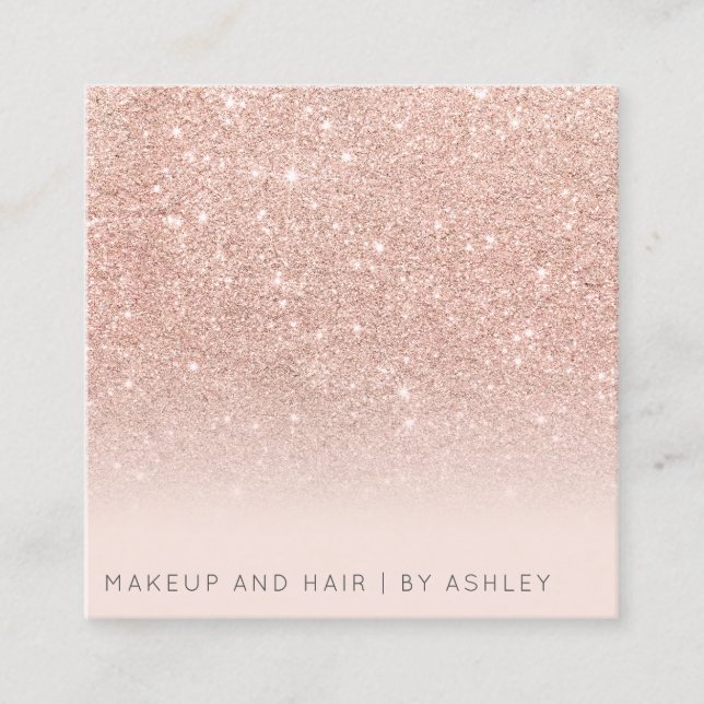 Moderne Rose Gold Glitzer ombre Make-beruflich Quadratische Visitenkarte (Vorderseite)