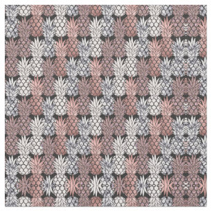 Moderne Rose Gold Glitzer Pink Ananas Muster Stoff