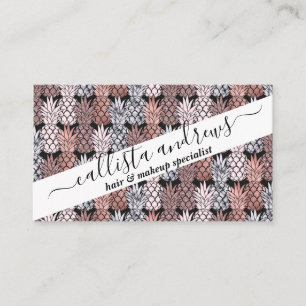 Moderne Rose Gold Glitzer Pink Ananas Muster Visitenkarte
