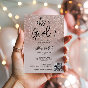 Moderne Rose Gold Glitzer Pink Ombre Girl Baby Sho Einladung