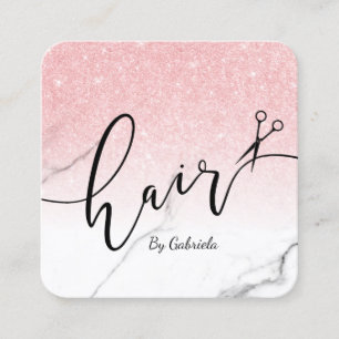 Moderne Rose Gold Glitzer Schere Haarstylist Quadratische Visitenkarte