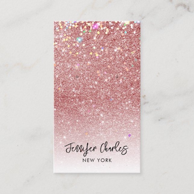 Moderne Rose Gold Glitzer Schmuck Ohrring-Anzeige Visitenkarte (Vorderseite)