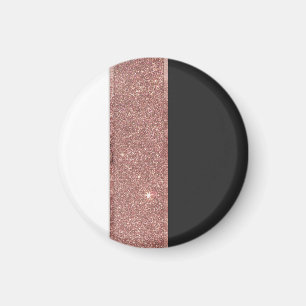 Moderne Rose Gold Glitzer Schwarz-weiße Farbblöcke Magnet