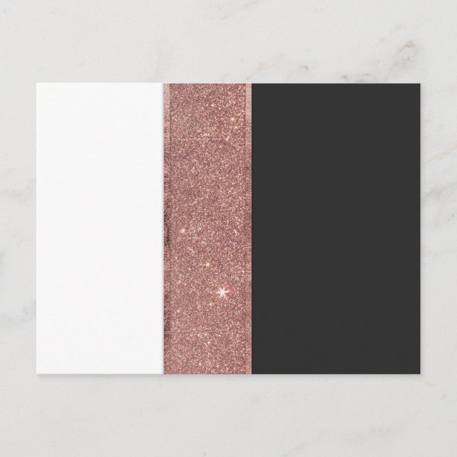 Moderne Rose Gold Glitzer Schwarz-weiße Farbblöcke Postkarte (Vorderseite)